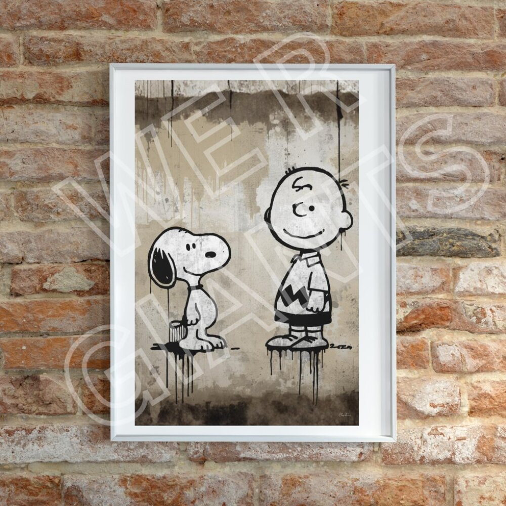 Snoopy And Charlie Brown Water Color Vintage Look Art Print 11x17 Art Print